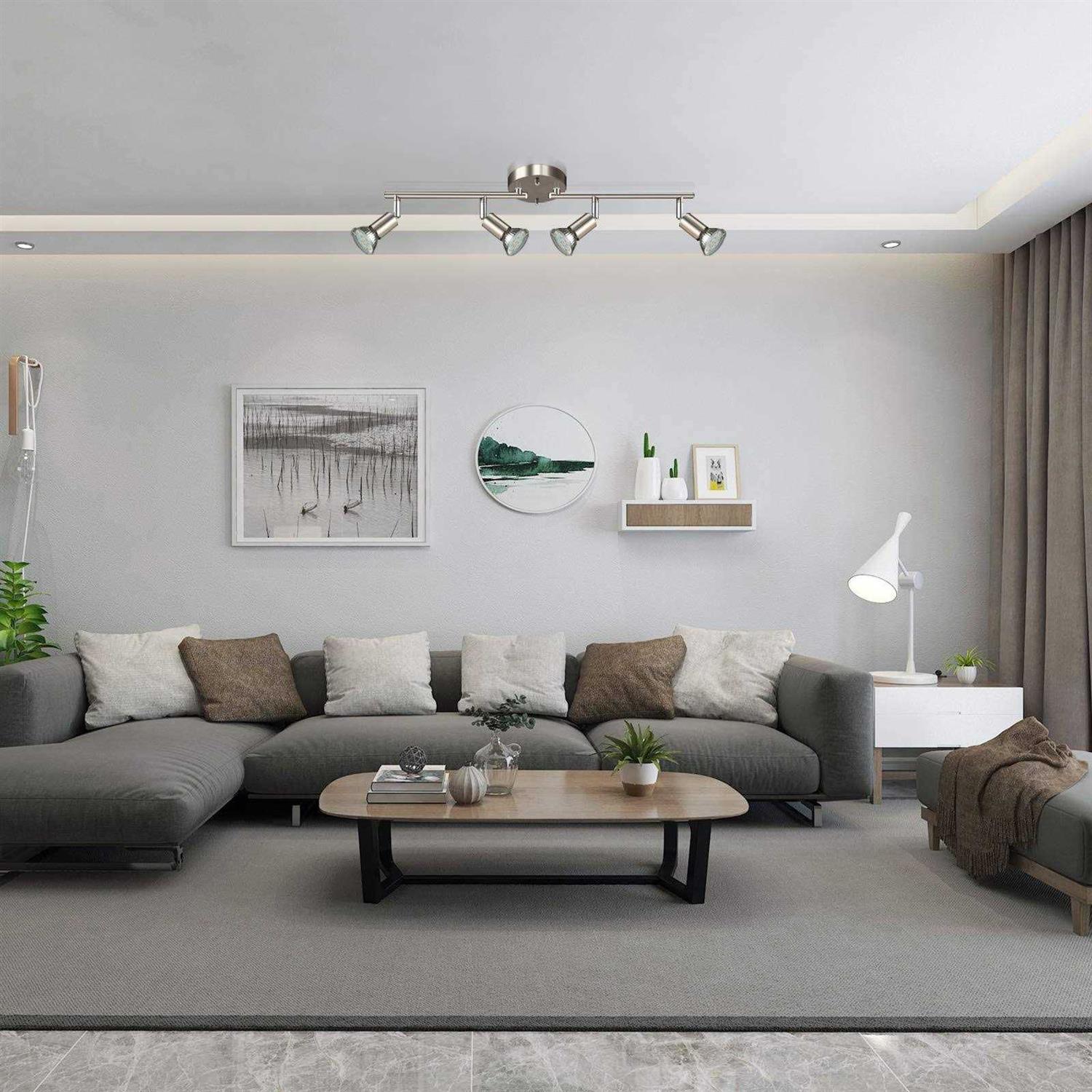 Unicozin LED 4 Light Track Lighting Kit Black 4 Way Ceiling Spot Lighting