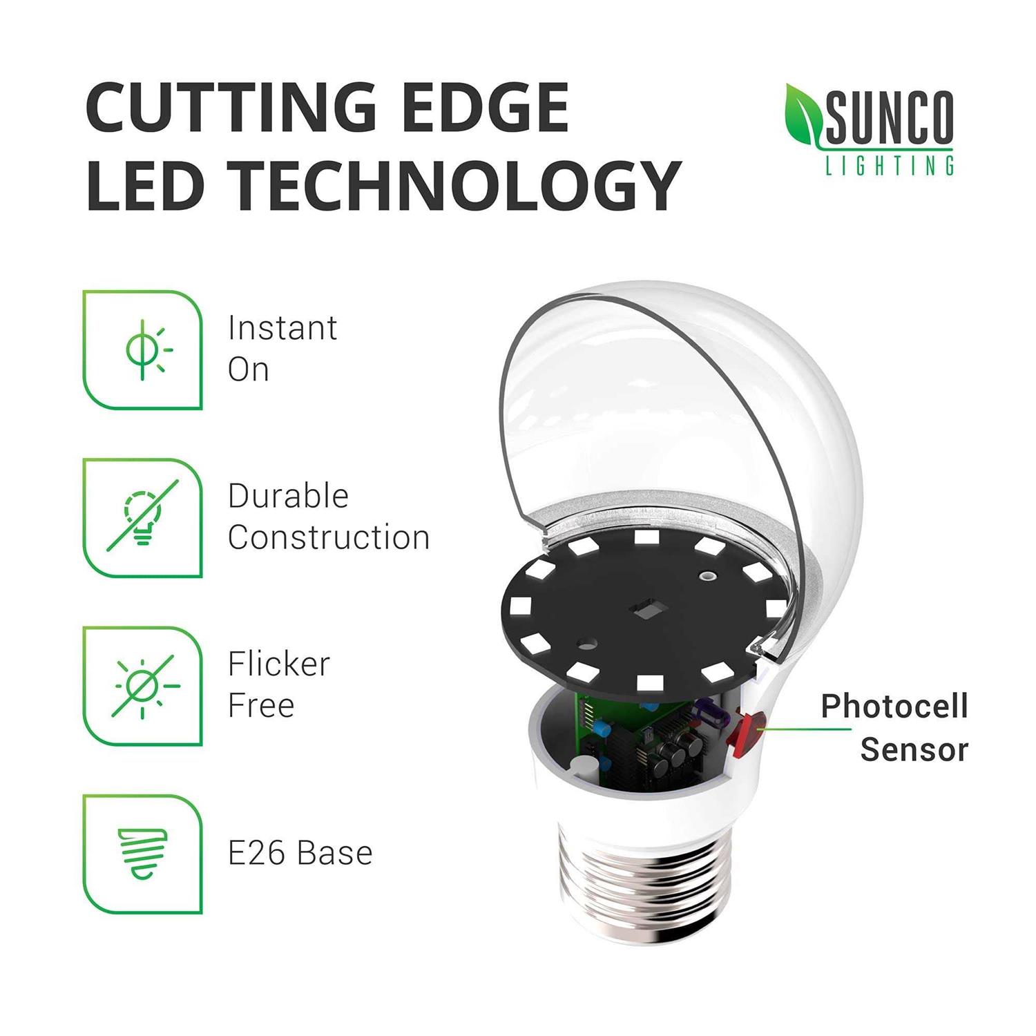 Sunco Lighting A19 Dusk to Dawn 9W LED Light Bulb