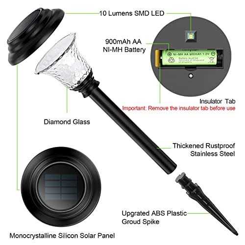 Balhvit Glass Solar Lights Outdoor Super Bright Solar Pathway Lights