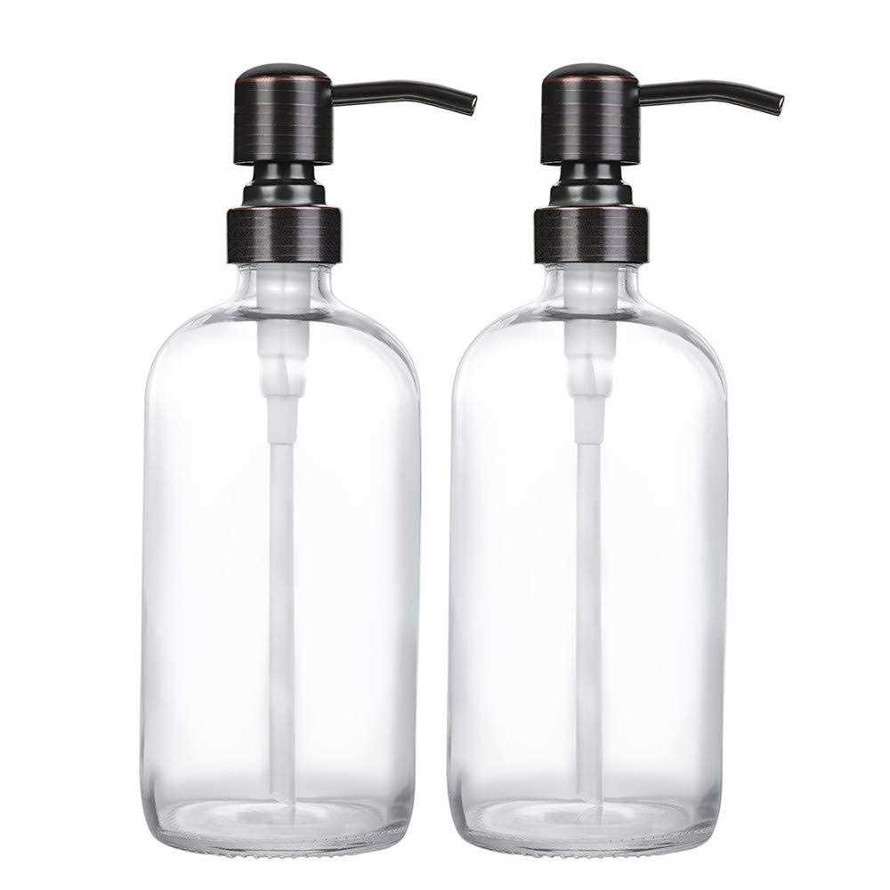 2 Pack Thick Glass Pint Jar Soap Dispenser Stainless Steel Pump