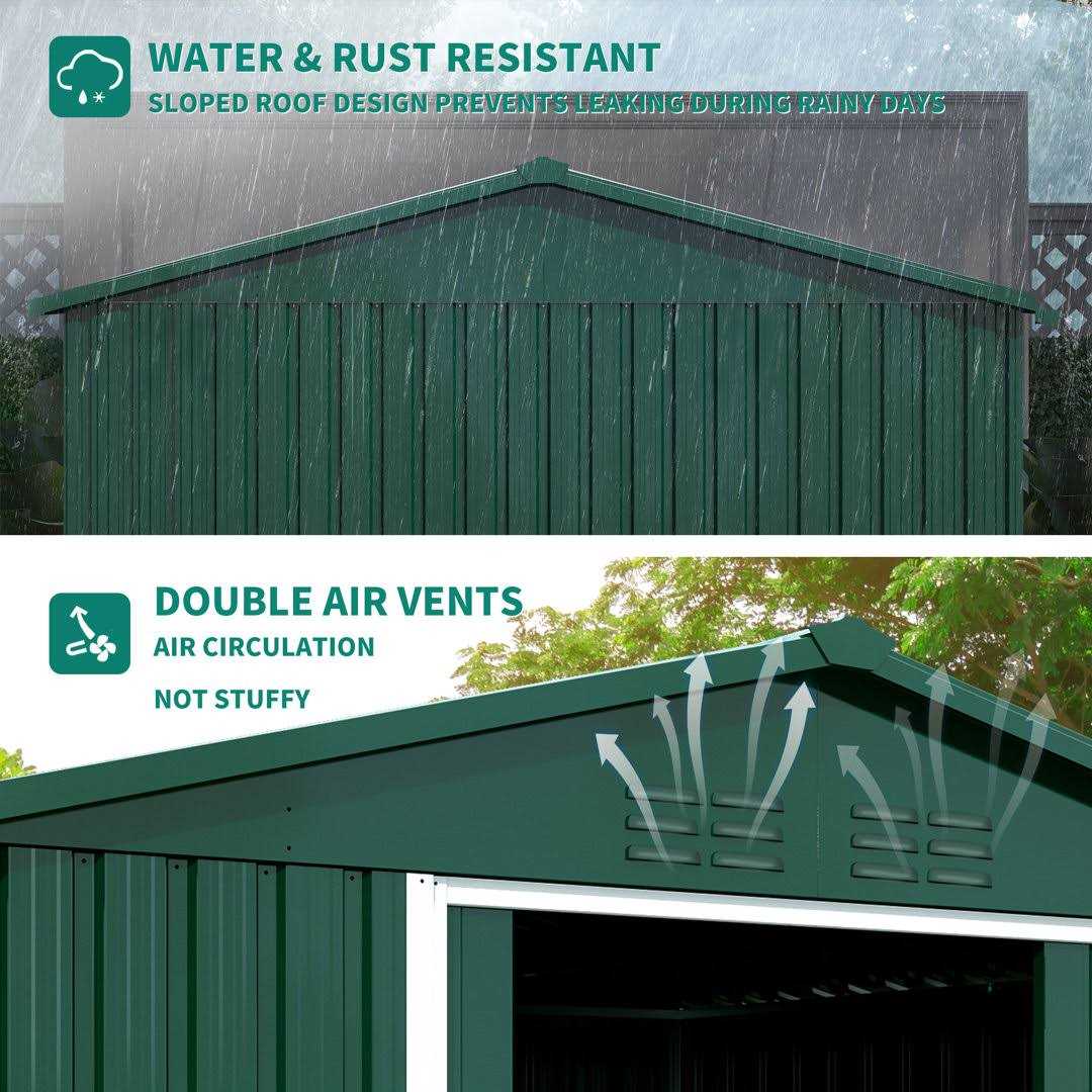 8 ft. W x 6 ft. D Galvanized Steel Storage Shed YITAHOME