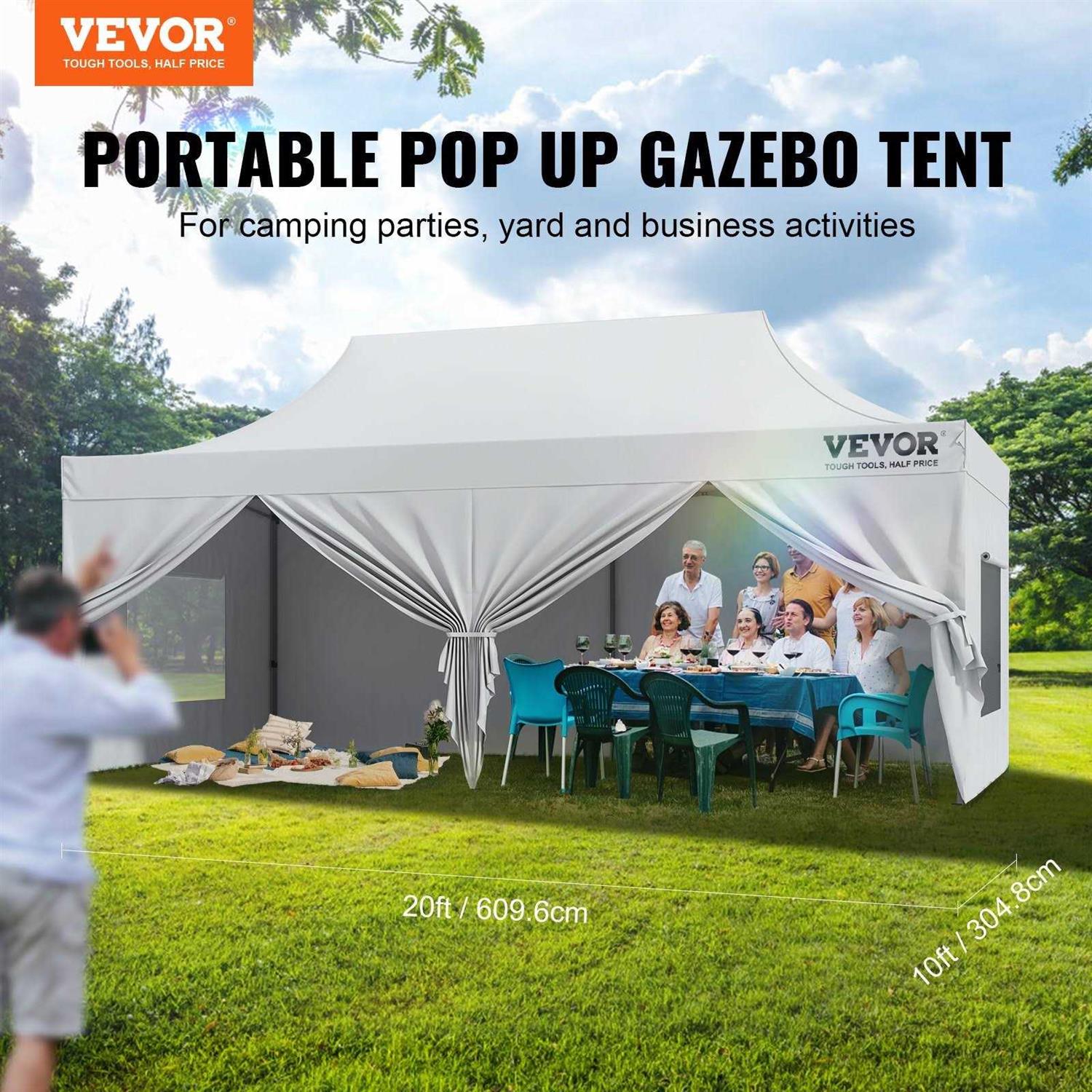 VEVOR Pop up Canopy Tent Outdoor Gazebo Tent with Sidewalls & Bag