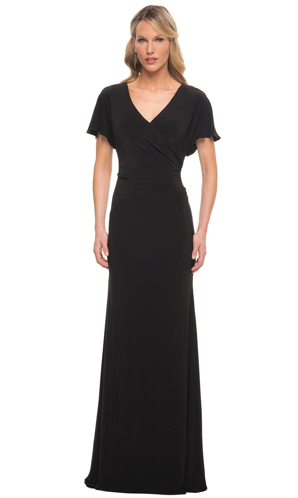 V-Neck Fitted Evening Dress