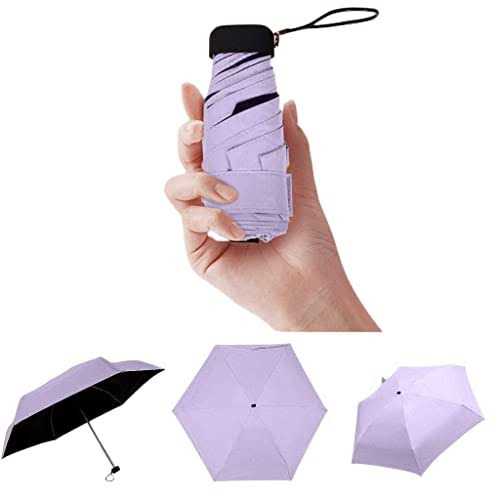 ALOVEMO 6 RibsTravel Sun & rain Umbrella Mini Folding Travel Compact and Lightweight UV Protection Clear Umbrella with Case 90cm Pocket