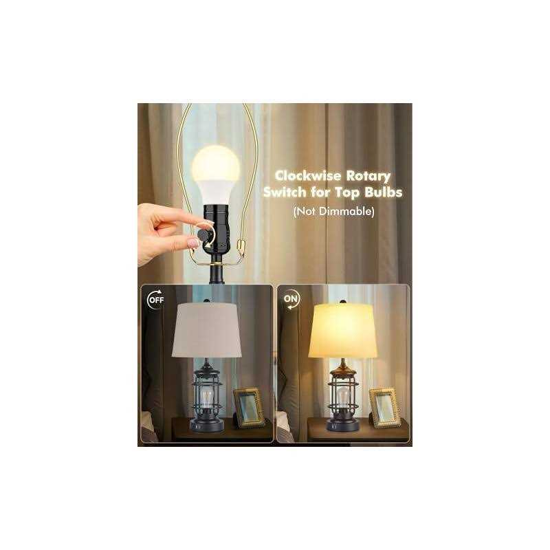 AKASUKI Farmhouse Table Lamps Set of 2 3 Way Dimmable Bedside Touch Lamp with USB Port