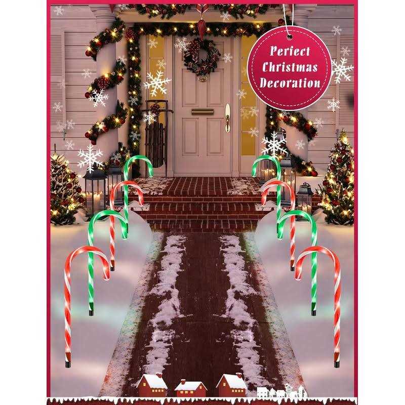 ZHAHA 22 Christmas Candy Cane Pathway Markers Lights Outdoor Christmas Decorations for Yard Patio Garden Walkway