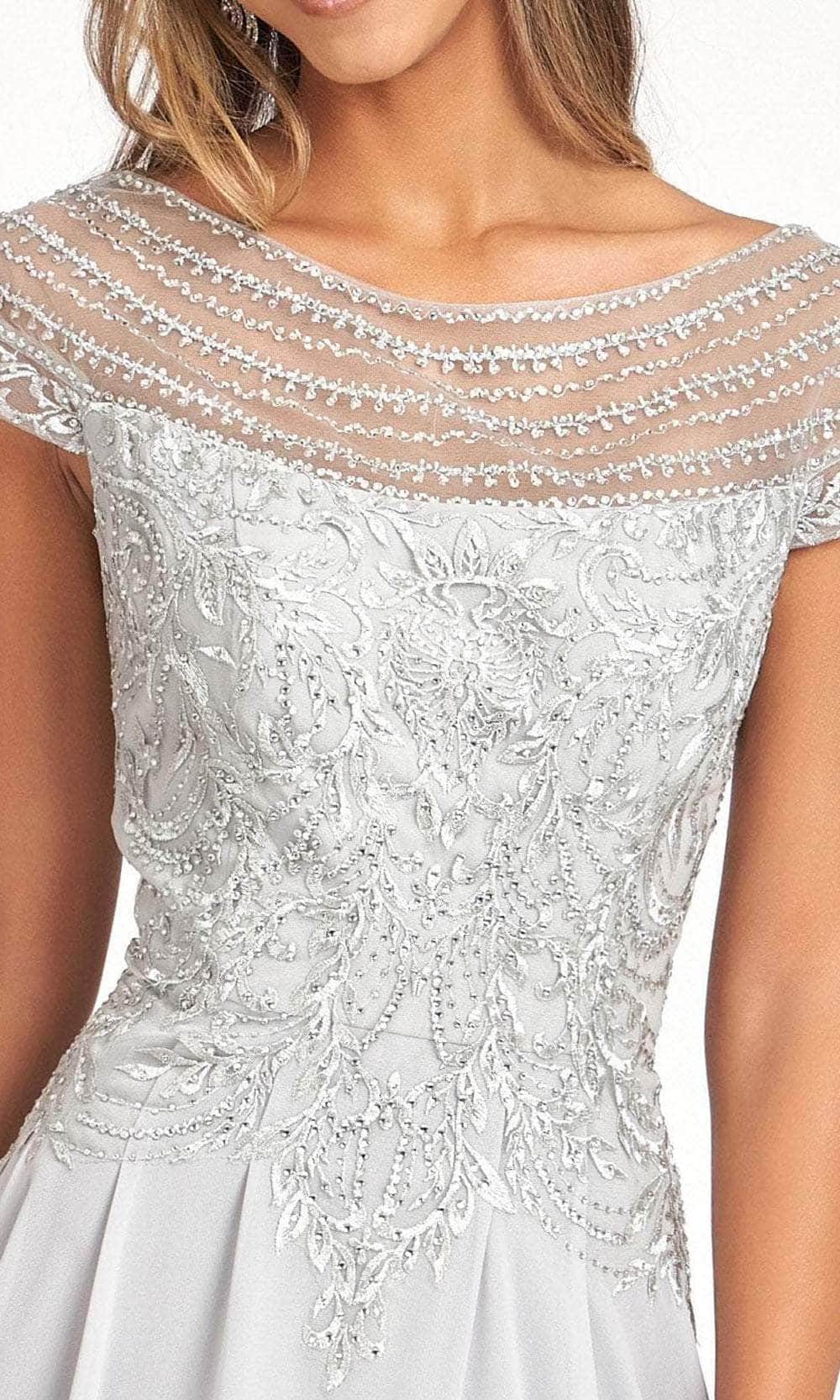 Embroidered Scoop Formal Gown