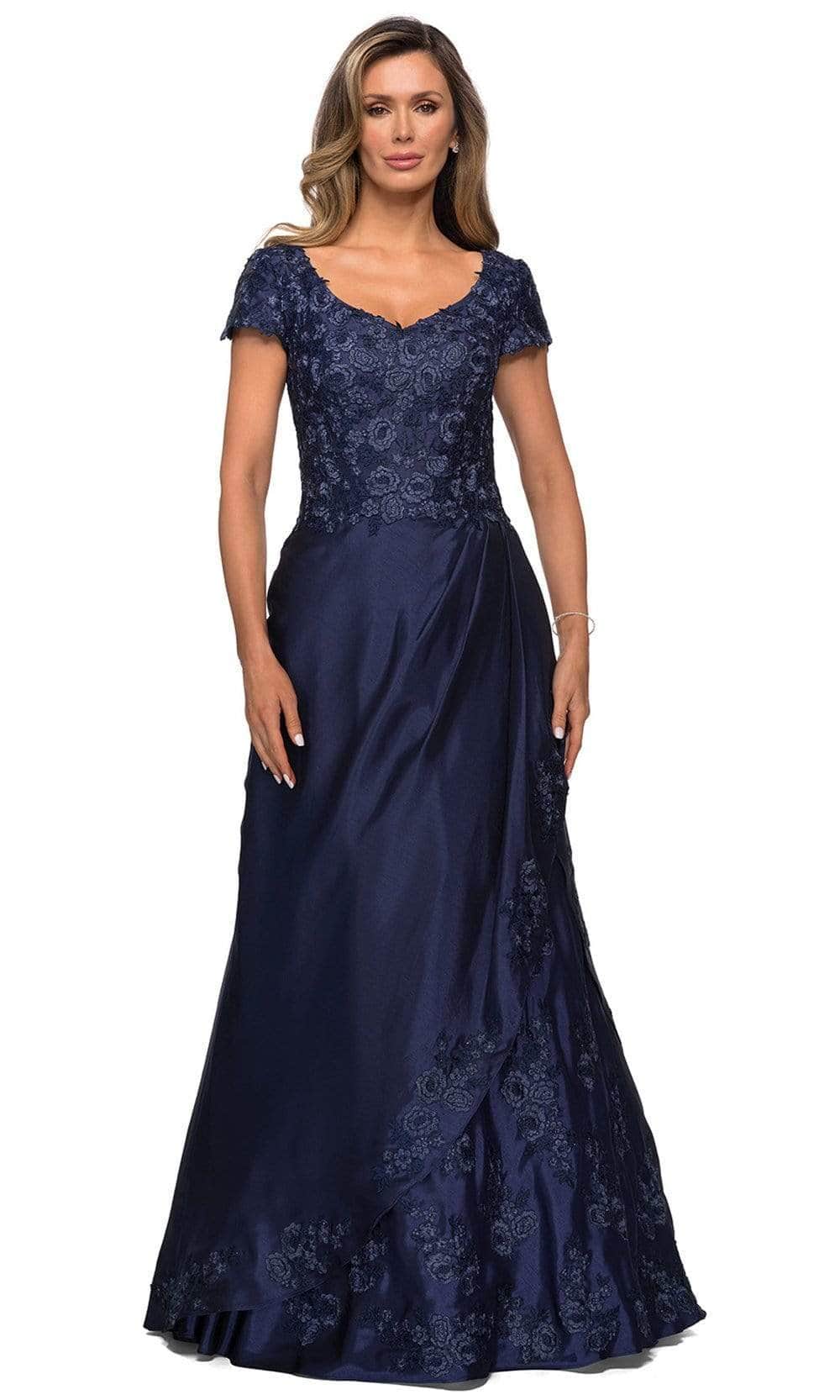 Floral Embroidered Evening Dress