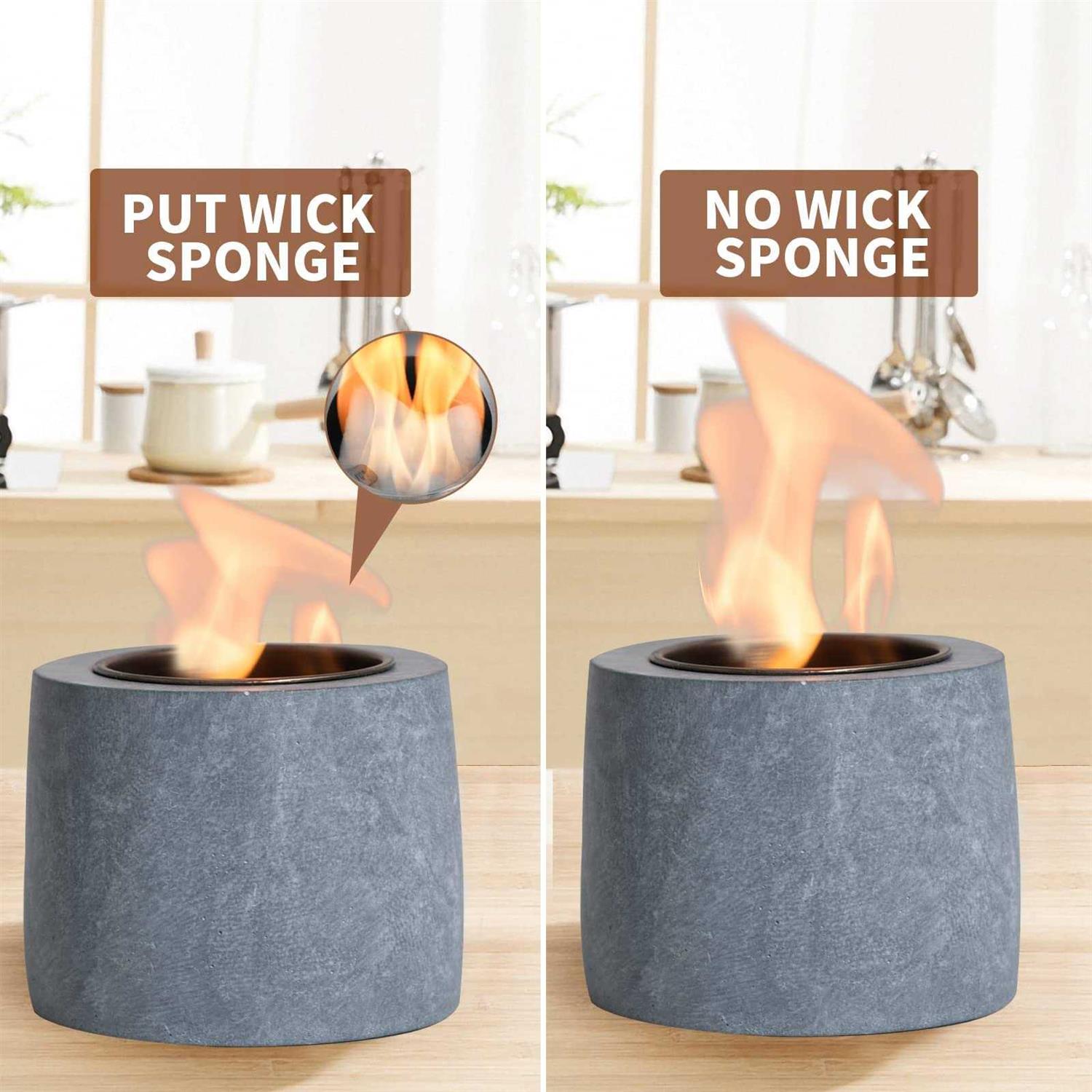 Table Top Fire Pit Bowl Concrete Tabletop Fireplace Indoor Outdoor Decor Portable Mini Rubbing Alcohol Burner Smores Maker for Patio Balcony
