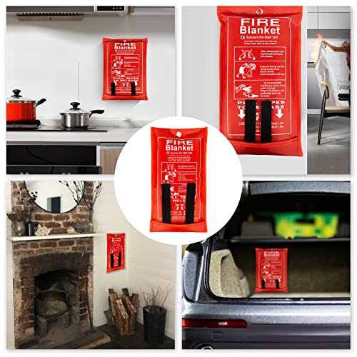 FLASLD Fire Blanket for Home and Kitchen, Fiberglass Fire Blankets Emergency for People, Flame Retardant Protection and Heat Insulation
