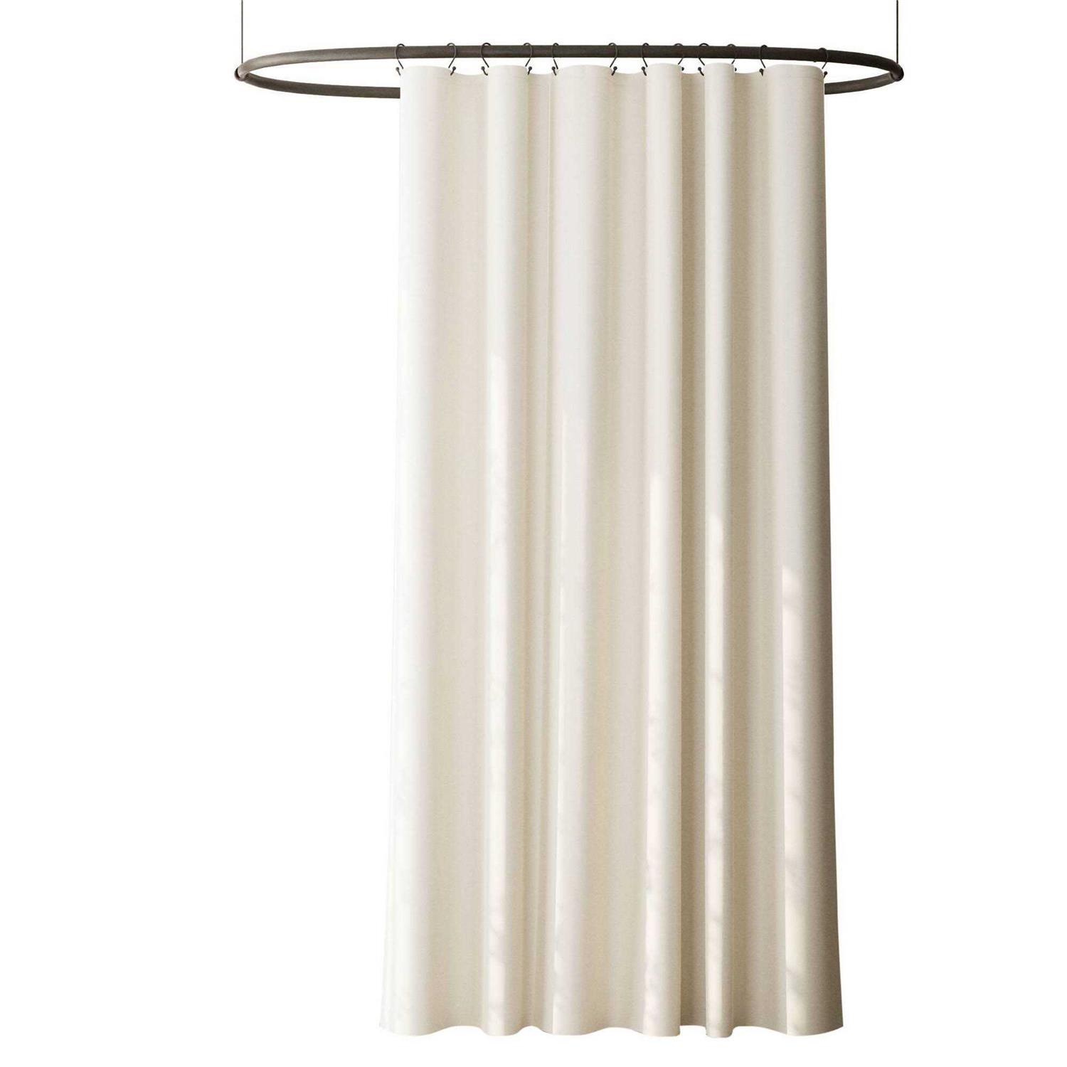 Zenna Home Recycled Cotton 100% Waterproof Fabric Shower Curtain Liner with Anti-Draft Clips