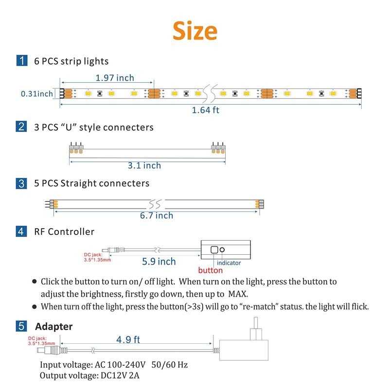 WOBANE Under Cabinet LED Lighting 6 PCS LED Strip Remote Control