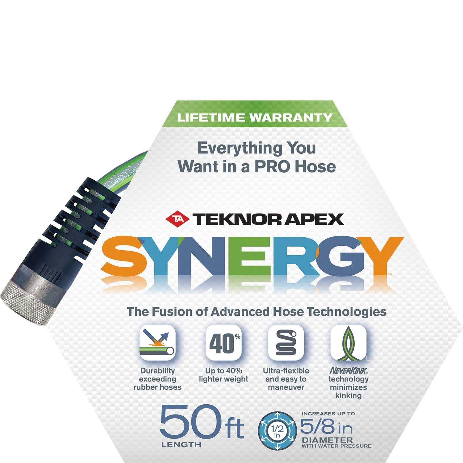 Teknor Apex 7016236 0.62 in. x 50 ft. Synergy Heavy Duty Garden Hose
