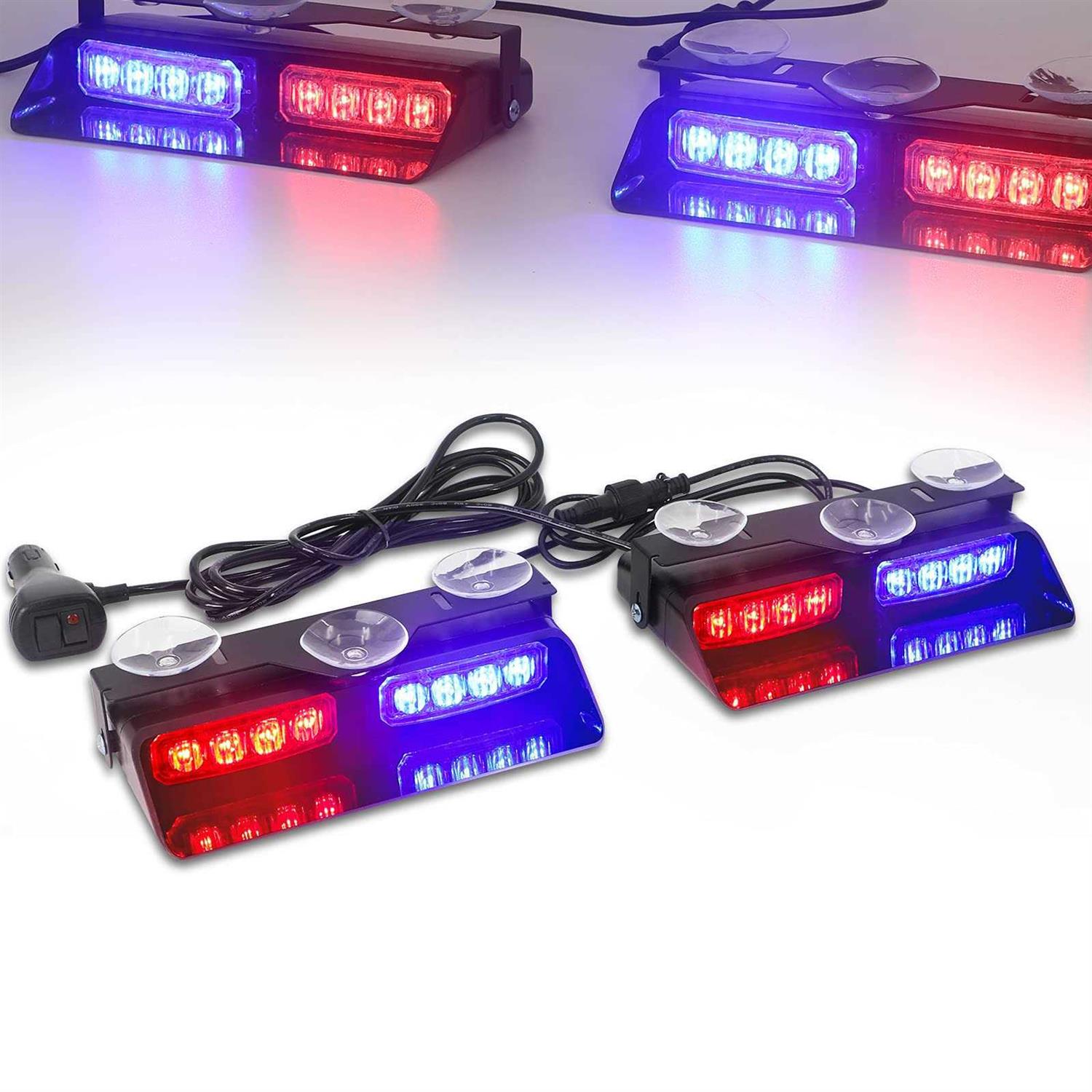 XRIDONSEN 2 in 1 Emergency Dash Strobe Lights Warning Safety Flashing Interior Windshield Lights w/Suction Cups Volunteer