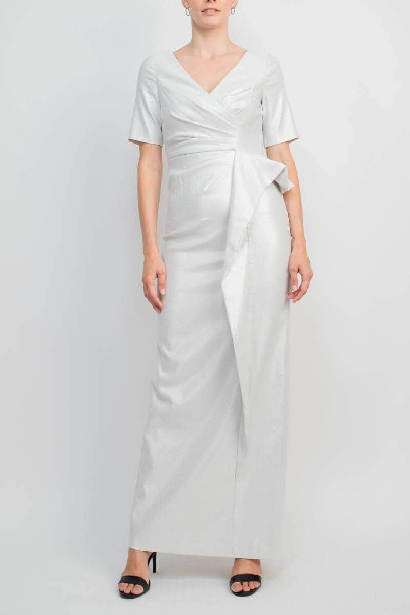 Surplice V-Neck Draped Formal Dress