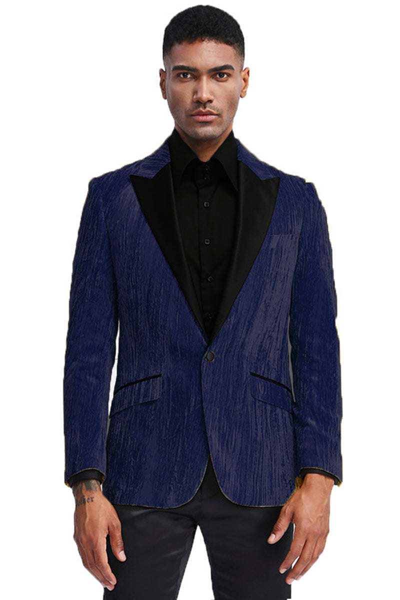 Men’s Textured Velvet Prom Tuxedo Jacket in Turquoise