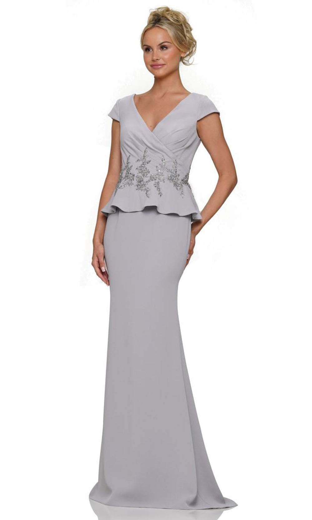 V-Neck Cap Sleeve Long Gown