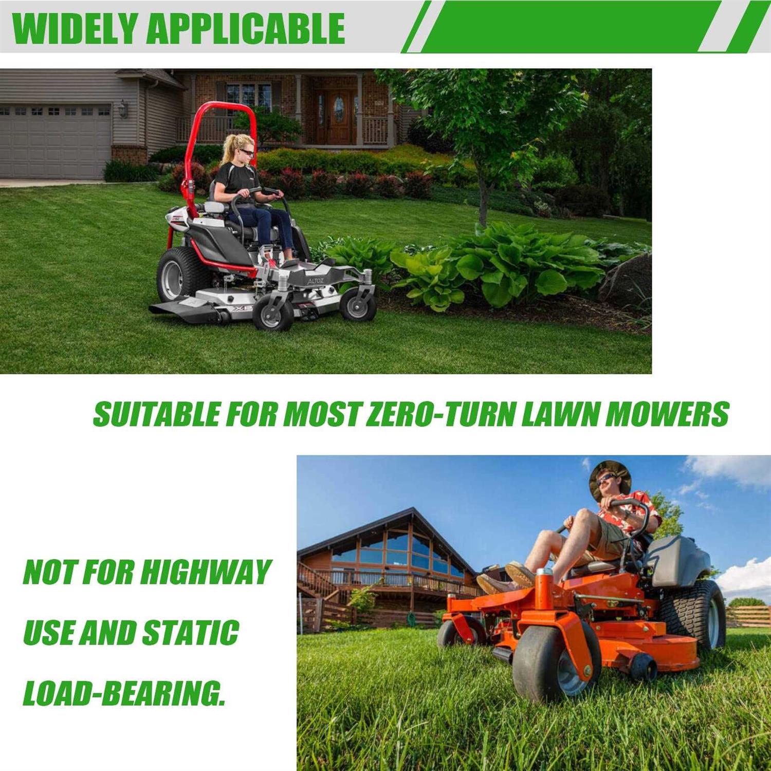 2 Pcs 11×4.00-5 Flat Free Lawn Mower Tire on Wheel, 3/4 or 5/8 Bushing