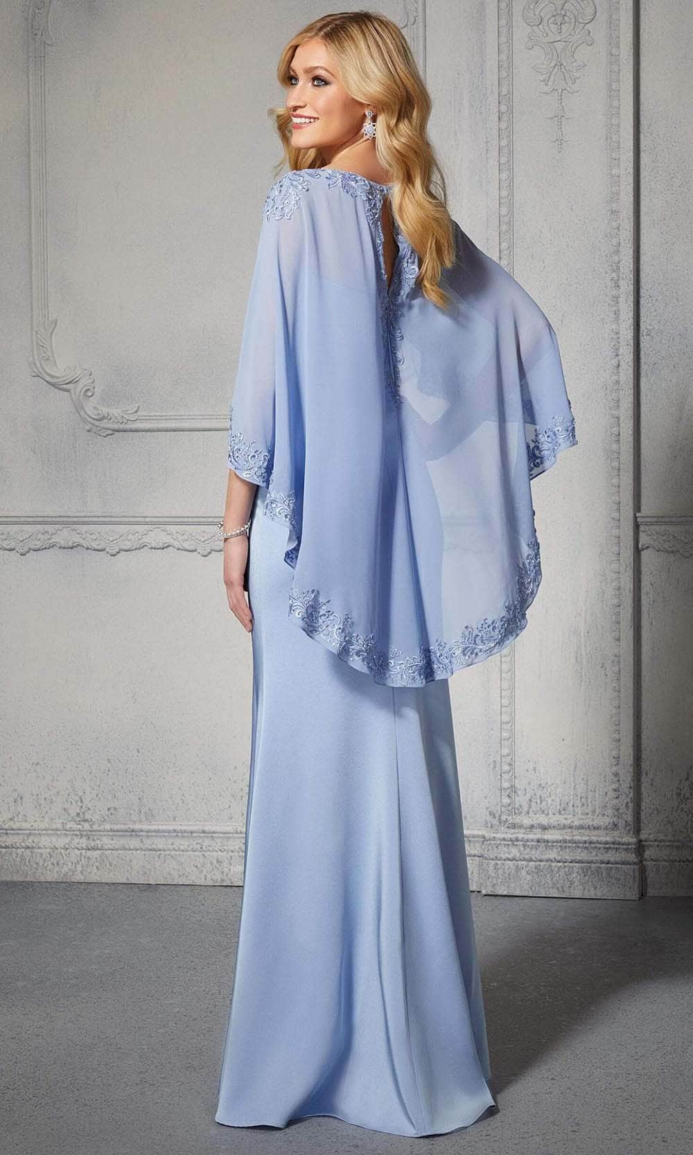 Embroidered V-Neck Evening Dress