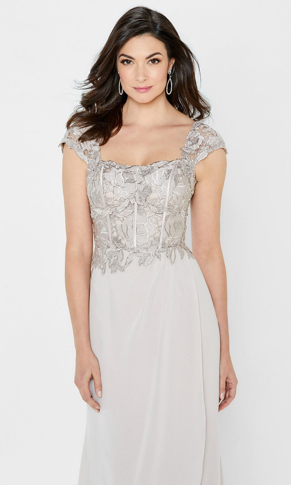 Embroidered Crepe Tulip Mother of the Bride Dress