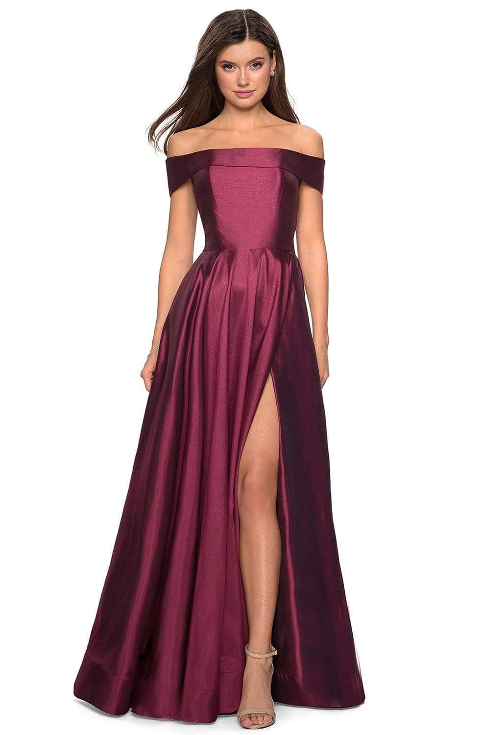 27005 Off Shoulder High Slit Prom Dress