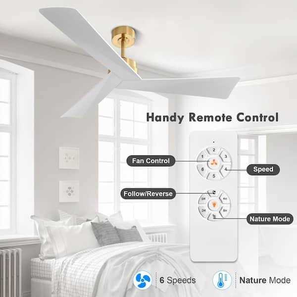 WINGBO 6 Fan Speeds Ceiling Fan Without Light