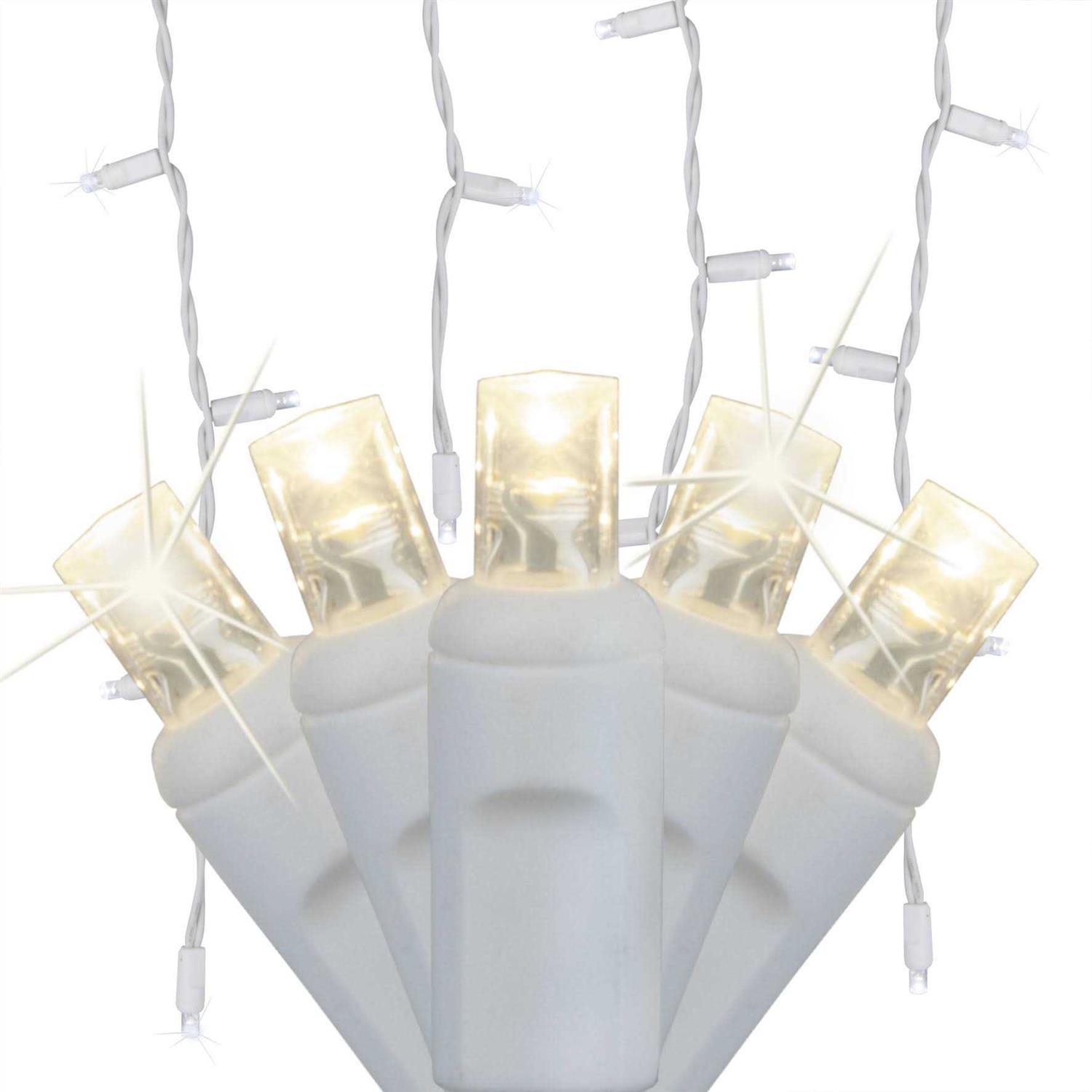 70 5mm White LED Icicle Lights