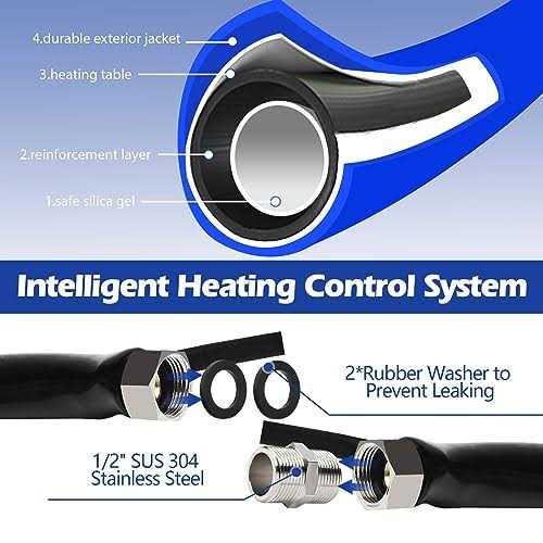 Bipeoo 100FT 30FT 50FT Heated Water Hose for Rv,-45 °F Antifreeze Drinking Garden Water Hose with Energy Saving Thermostat,1/2 Inner Diameter Rv