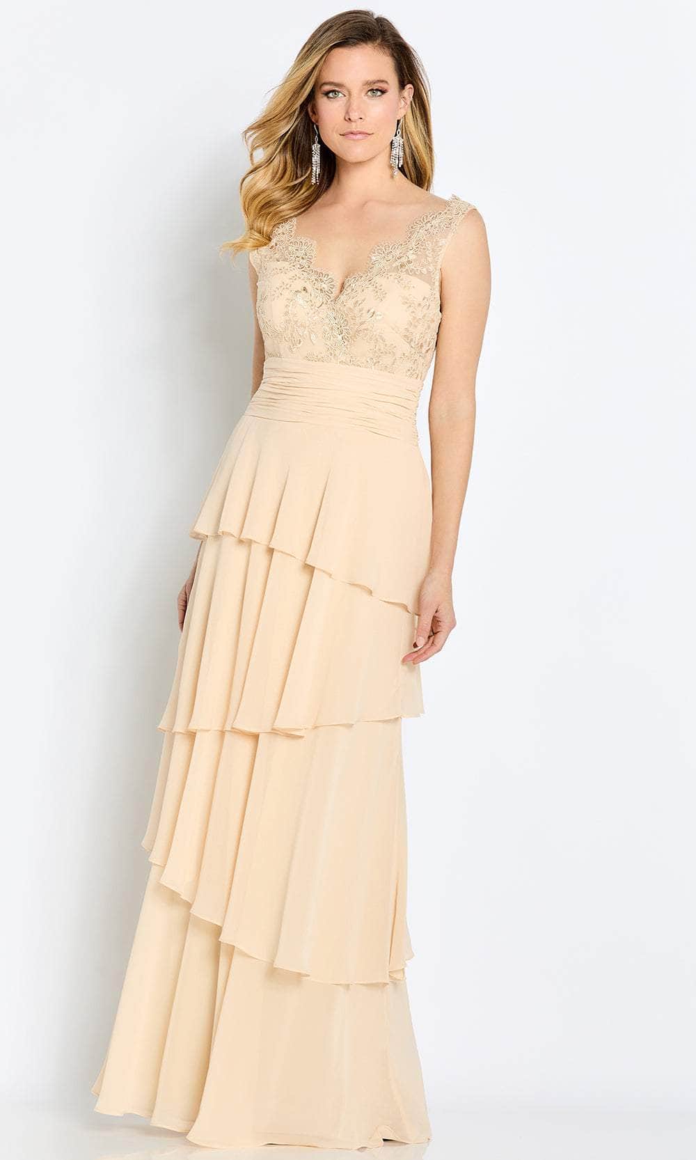 V-Neck Tiered A-Line Formal Gown