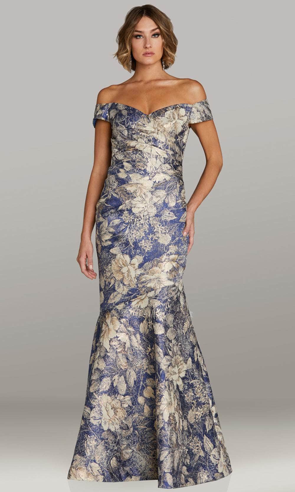 Off Shoulder Printed Evening Gown