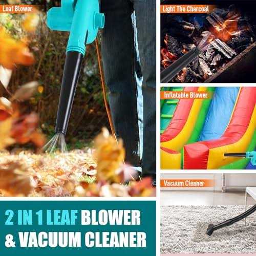 Tesony Cordless Leaf Blower 2-in-1 Electric Small Blower & Vacuum with 2 x 21V Batteries & Charger