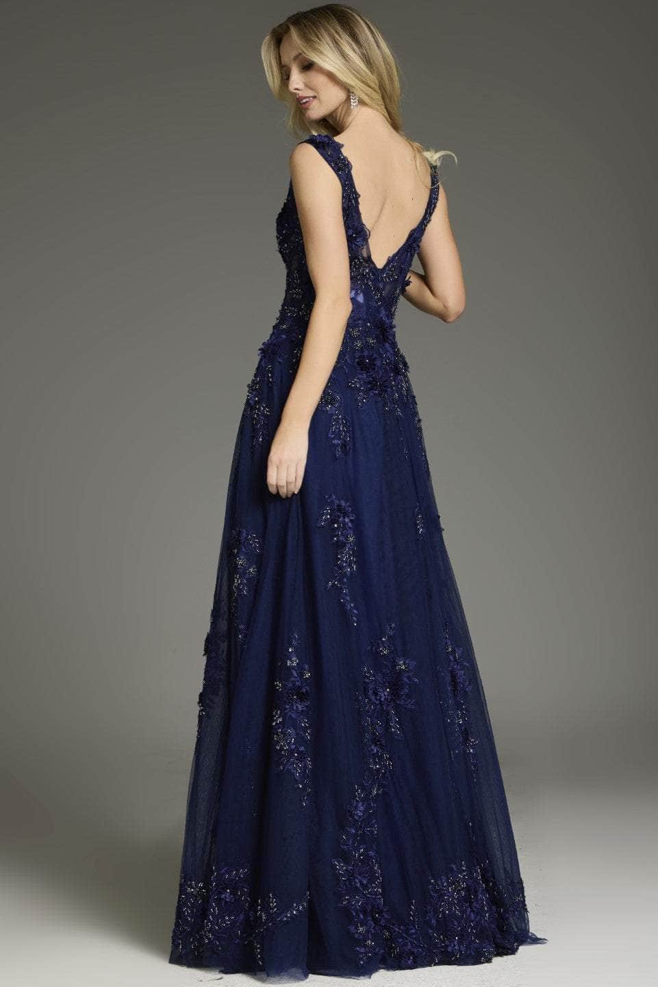 Lace Floral Cape Sleeve Prom Gown