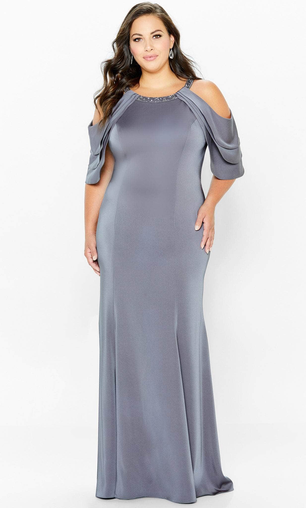 Cold Shoulder Tiered Sleeve Evening Dress