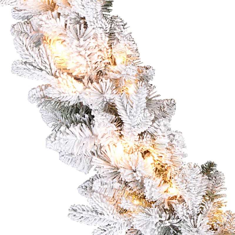 At Home Pre-Lit Flocked Virginia Pine Garland