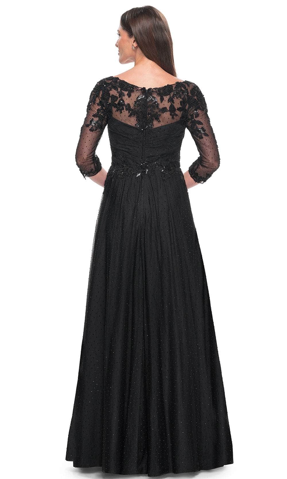 Embroidered V-Neck Evening Dress