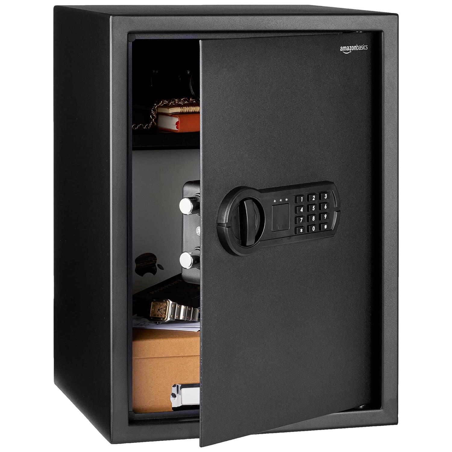 Amazon Basics Steel Home Security Electronic Safe with Programmable Keypad Lock