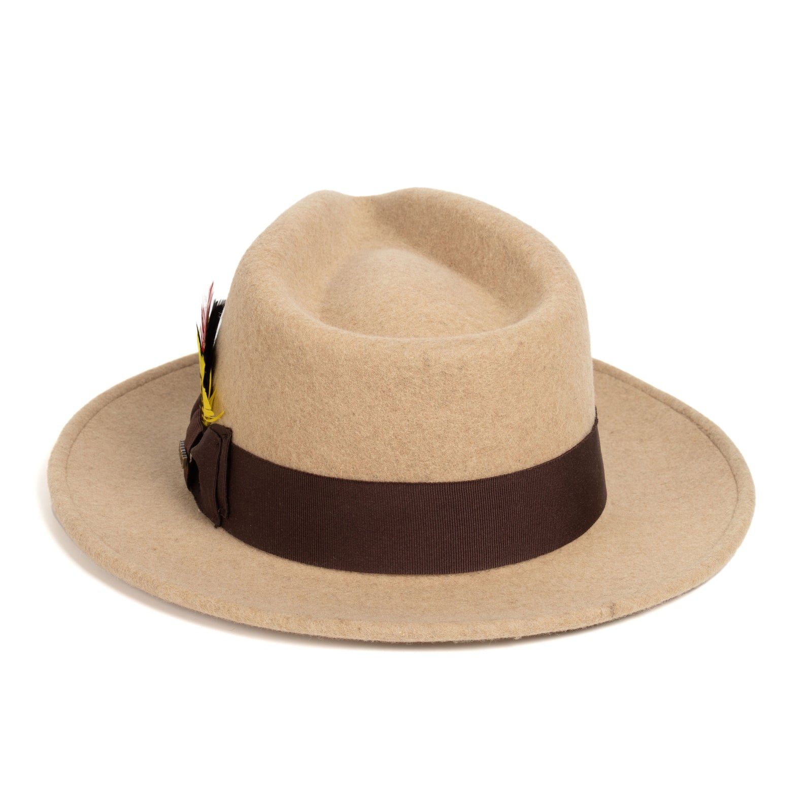 Mens Classic Wool Fedora Dress Hat in Beige Melange