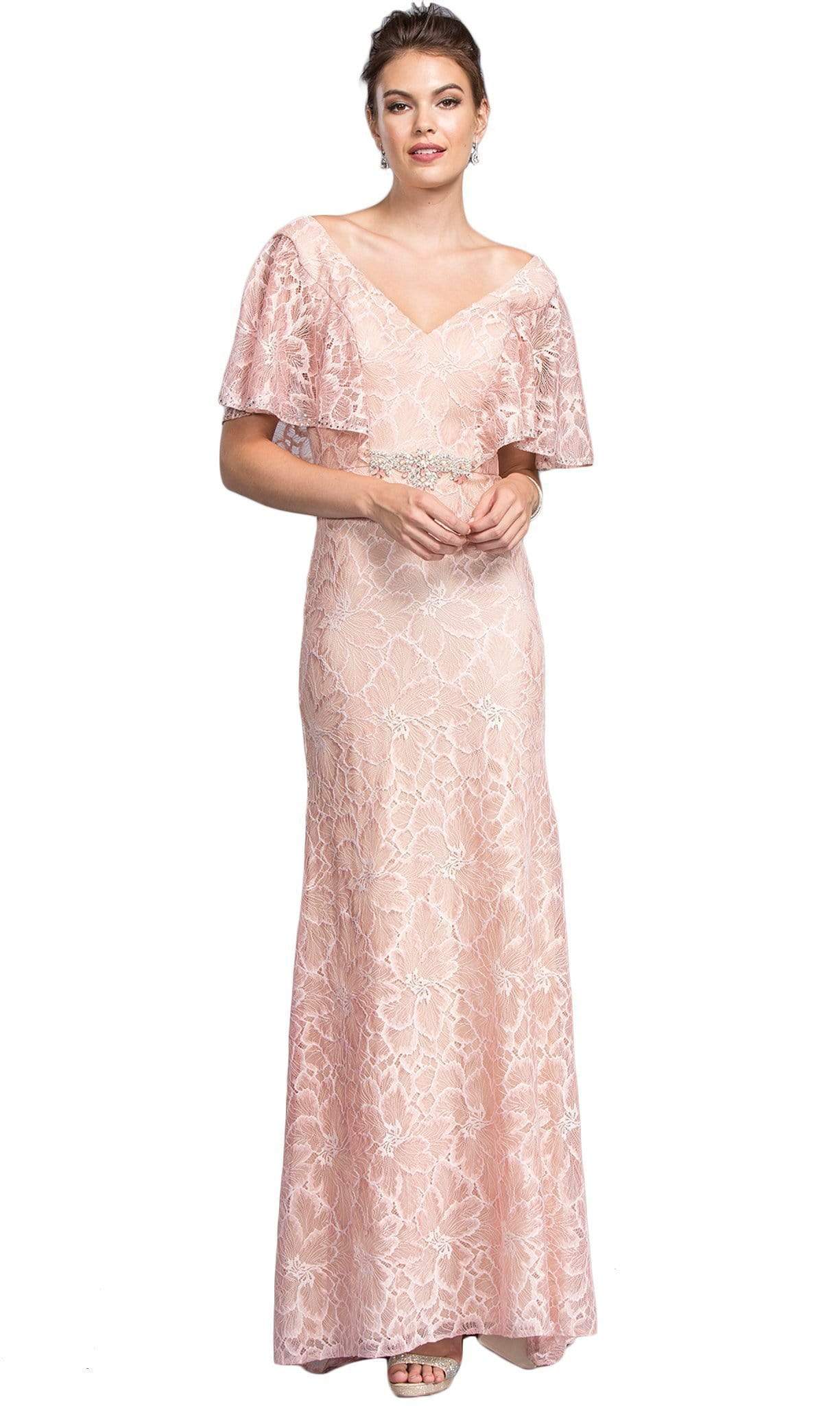 Lace Wide V-neck Mother of Bride Dress