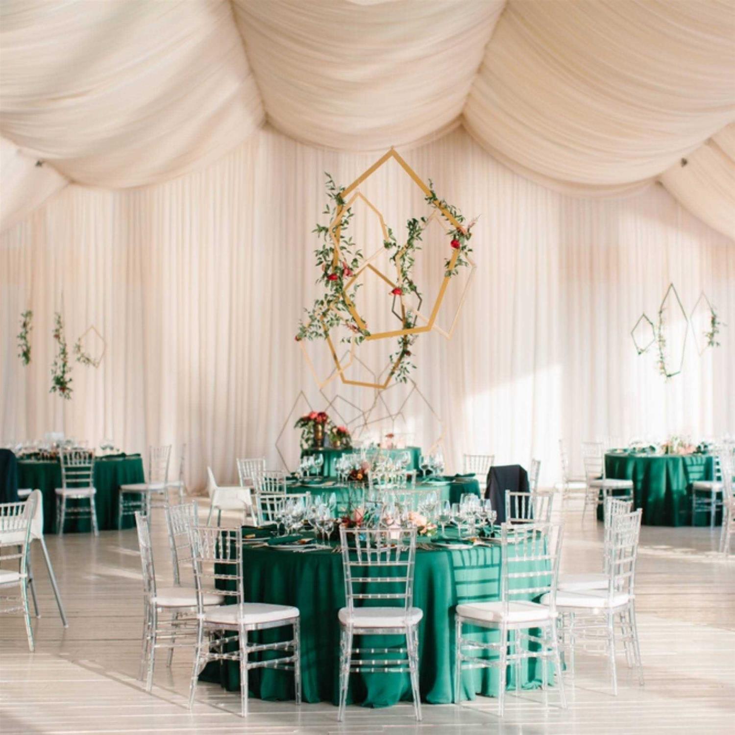 Wedding Linens Inc. 90 inch Round Pintuck Taffeta Seamless Linen Tableccloth for Party Wedding Reception Catering Dining Home Table Cover Linens –