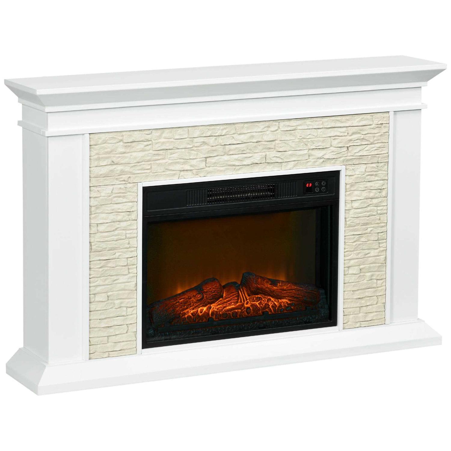 Homcom 31.5 Electric Fireplace with Mantel Remote 12H Timer 1400W