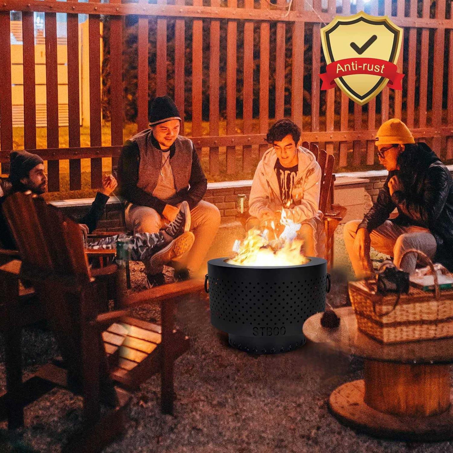 STBoo Smokeless Fire Pits for Outside with Portable Carrying Storage Bag