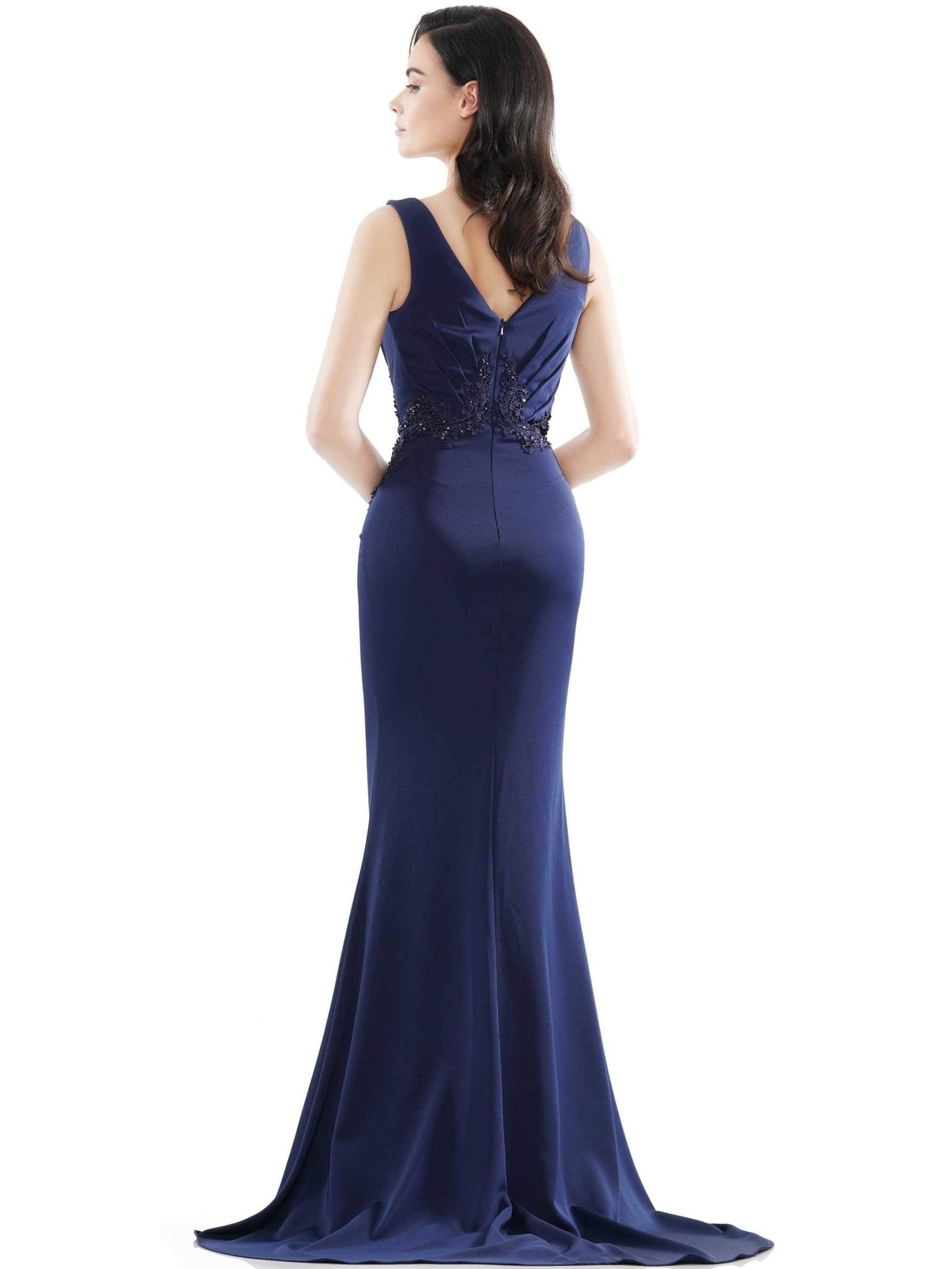 MV1054 Embroidered V-neck Trumpet Dress