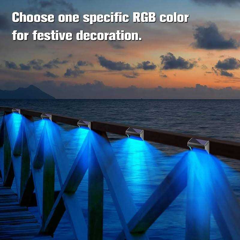 Bridika Solar Fence Lights Fence Lights Fence Solar Lights Outdoor Waterproof Warm White & Color glow LED Solar Lights for Backyard