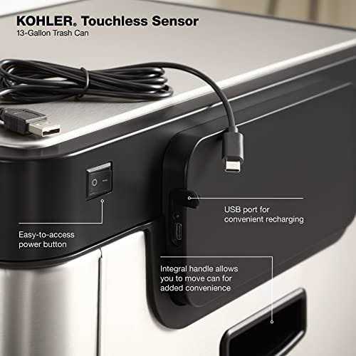 13-gallon touchless Stainless steel trash can KOHLER 23825