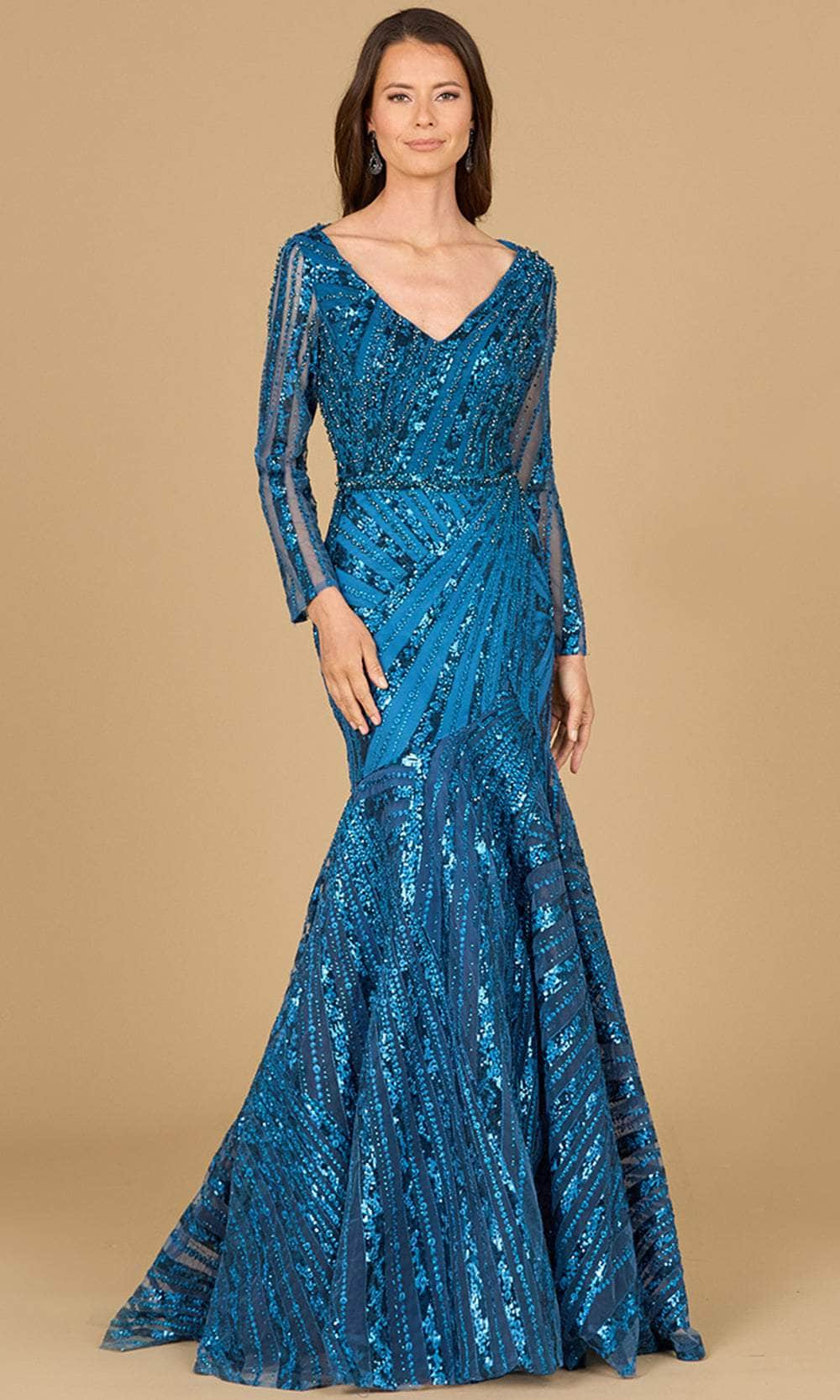 Long Sleeve Embellished Evening Gown