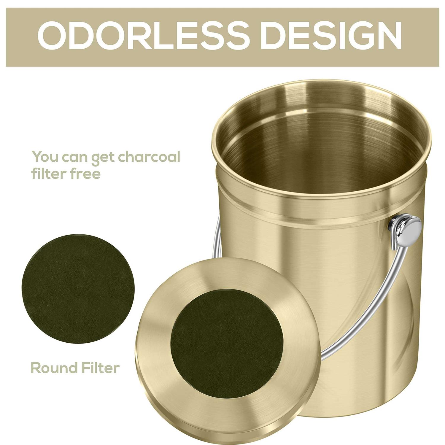 Utopia Kitchen Compost Bin for Kitchen Countertop 1.3 Gallon Compost Bucket for Kitchen with Lid