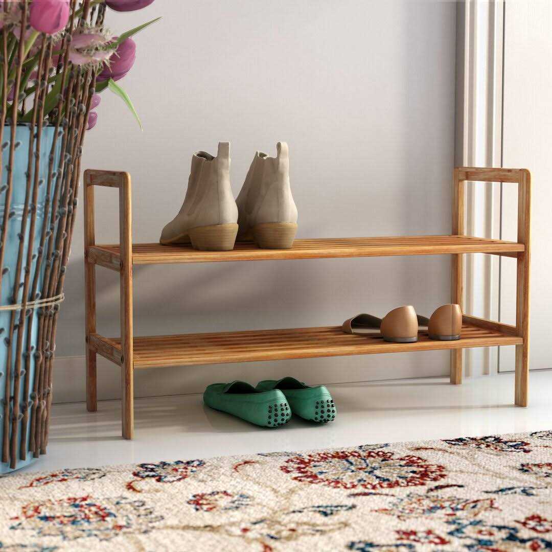 2 Tier 8 Pair Shoe Rack Rebrilliant