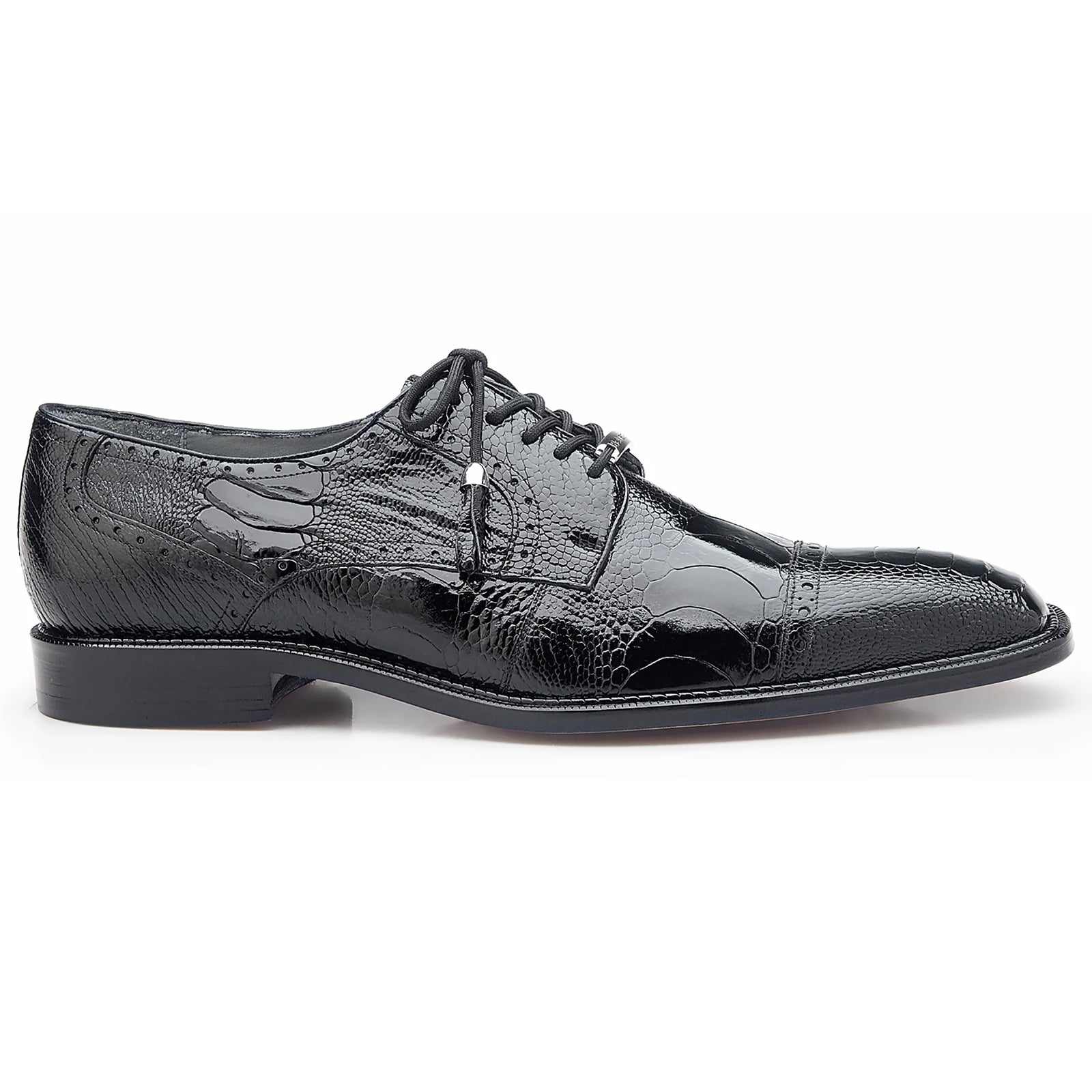 Men’s Belvedere Batta Cap Toe Ostrich Dress Shoe in Black