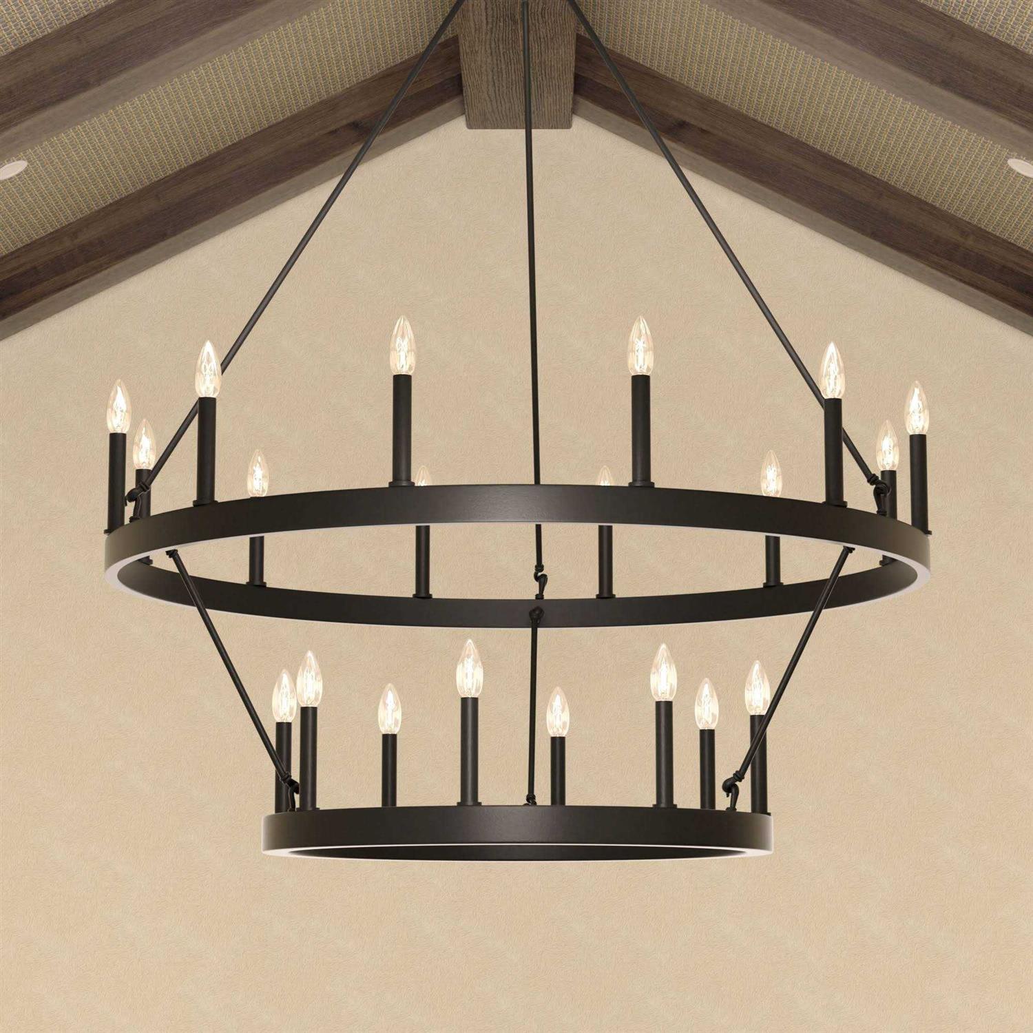 Acroma 20-light Modern Farmhouse 40In Round Wagon Wheel Chandelier