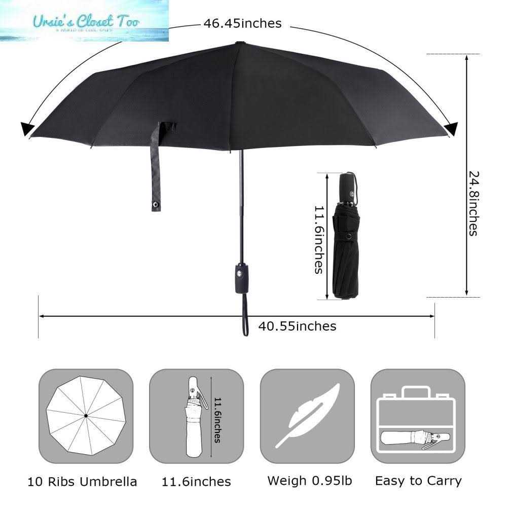 Anntrue Windproof Travel Umbrella Auto Open Close Lightweight Compact Portable Backpack Folding Umbrella Perfect for Car Purse Men and Women